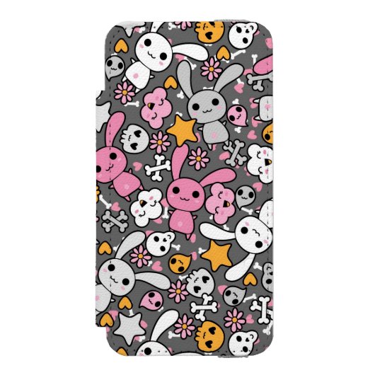 kawaii grijs patroon incipio iPhone portemonnee hoesje (Voorkant Agenda)