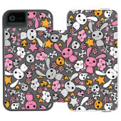kawaii grijs patroon incipio iPhone portemonnee hoesje (Agenda Open)