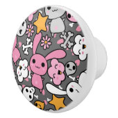 kawaii grijs patroon keramische knop (Rechts)