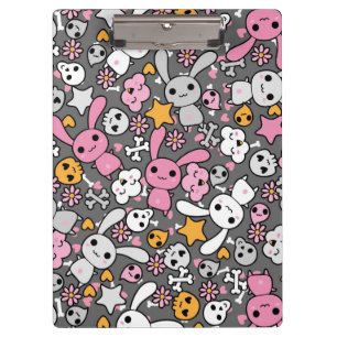 kawaii grijs patroon klembord