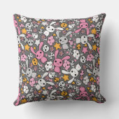 kawaii grijs patroon kussen (Achterkant)