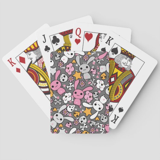 kawaii grijs patroon pokerkaarten (Achterkant)