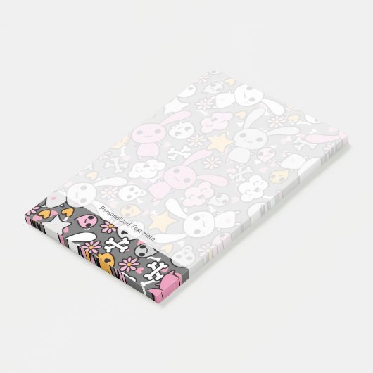 kawaii grijs patroon post-it® notes (Schuin)