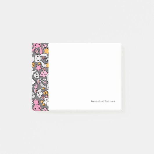 kawaii grijs patroon post-it® notes (Voorkant)