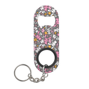 kawaii grijs patroon sleutelhanger flessenopener