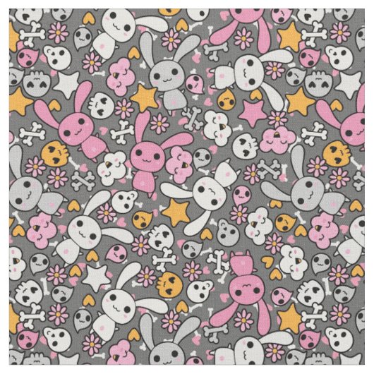 kawaii grijs patroon stof (Close Up)