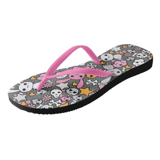 kawaii grijs patroon teenslippers (Schuin)