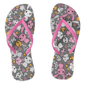 kawaii grijs patroon teenslippers (Voetbed)
