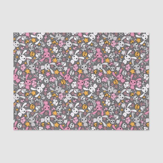 kawaii grijs patroon tissuepapier (Voorkant)