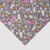 kawaii grijs patroon tissuepapier (Detail)