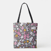 kawaii grijs patroon tote bag (Achterkant)