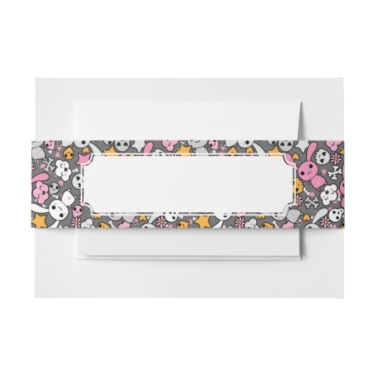 kawaii grijs patroon uitnodigingen wikkel (Voorkant Voorbeeld)