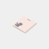 Kawaii grijze kat roze plaknotities post-it® notes (Schuin)