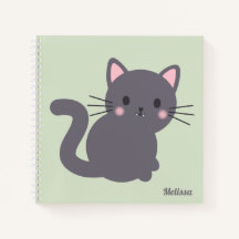 Kawaii grijze kat Ssalie gepersonaliseerde notitie