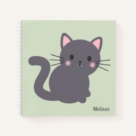 Kawaii grijze kat Ssalie gepersonaliseerde notitie Notitieboek