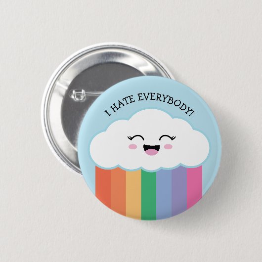 Kawaii Grmpy Cloud en Rainbows Ronde Button 5,7 Cm (Voorkant /achterkant)