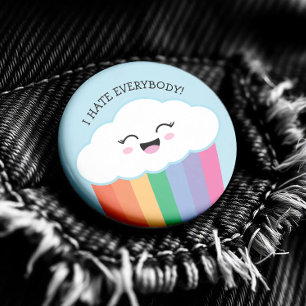 Kawaii Grmpy Cloud en Rainbows Ronde Button 5,7 Cm