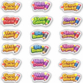 Kawaii Groei Mentaliteit Zinnen & Potlood Leraar Sticker (Voorkant)