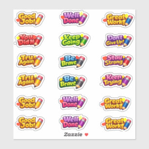Kawaii Groei Mentaliteit Zinnen & Potlood Leraar Sticker