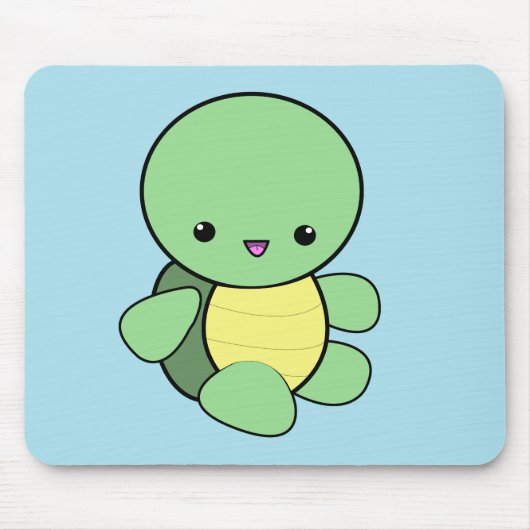 Kawaii groene baby schildpad muismat (Voorkant)