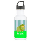 Kawaii groene en gele Triceratops voor kinderen Waterfles (Voorkant)