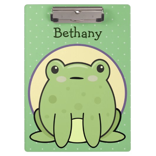 Kawaii Groene Kikker Persoonlijk  Klembord (Voorkant)