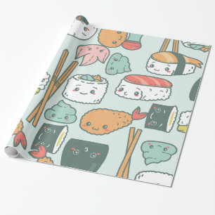 Kawaii groene sushi tempura schattig cadeaupapier