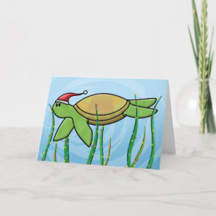 Kawaii Groene Zee Schildpad Kerst Kaart