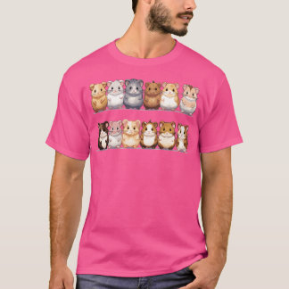 Kawaii groep van Schattige hamsters in verschillen T-shirt