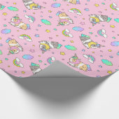 Kawaii Guinea Pig Unicorn Pattern in Roze Cadeaupapier (Hoek)