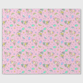 Kawaii Guinea Pig Unicorn Pattern in Roze Cadeaupapier (Vlak)