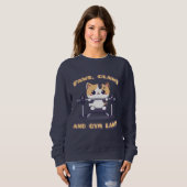 Kawaii Gym Cat Sweatshirt – Schattigee Workout Kat (Voorkant volledig)