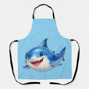 Kawaii haai die vrolijk zwemt in een speelse zee schort