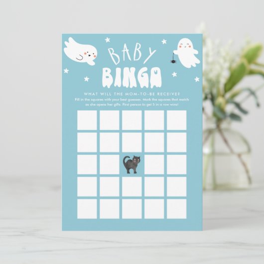 Kawaii Halloween Baby shower Bingo Game Kaart (Staand voorkant)