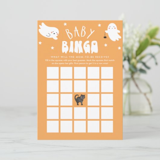 Kawaii Halloween Baby shower Bingo Game Kaart (Staand voorkant)