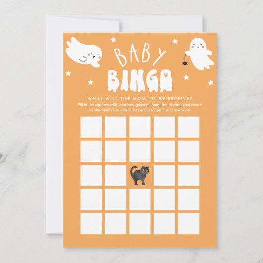 Kawaii Halloween Baby shower Bingo Game Kaart (Achterkant)
