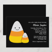 Kawaii Halloween Baby shower Candy Corn Kaart (Voorkant / Achterkant)