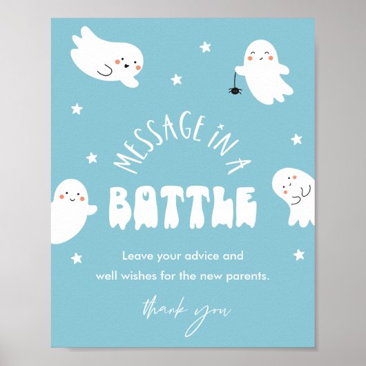 Kawaii Halloween Bericht in een Flessenteken Poster (Voorkant)