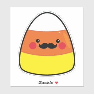 Kawaii Halloween Candy Corn met Mustache Sticker