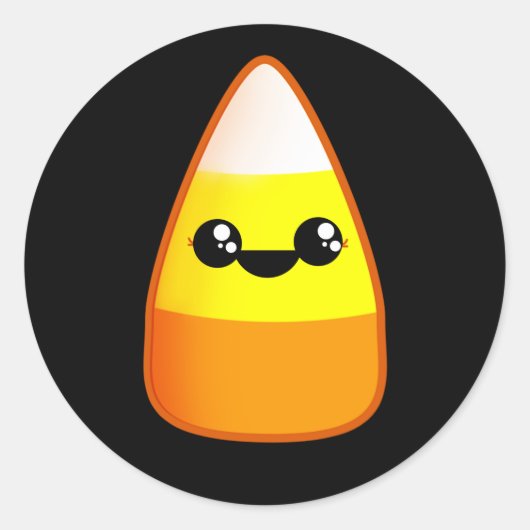 Kawaii Halloween Candy Corn Ronde Sticker (Voorkant)