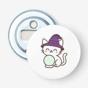 Kawaii Halloween Cat – Magisch en Schattig Spooky Button Flesopener