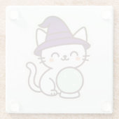 Kawaii Halloween Cat – Magisch en Schattig Spooky Glazen Onderzetter (Achterkant)
