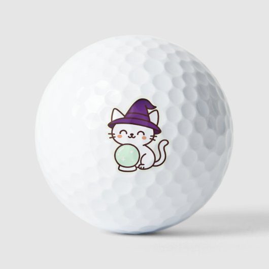 Kawaii Halloween Cat – Magisch en Schattig Spooky Golfballen (Voorkant)