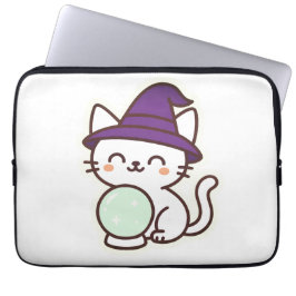 Kawaii Halloween Cat – Magisch en Schattig Spooky Laptop Sleeve