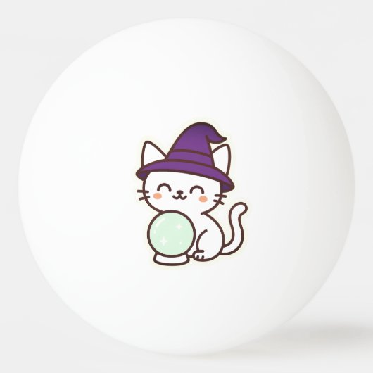 Kawaii Halloween Cat – Magisch en Schattig Spooky Pingpongbal (Voorkant)