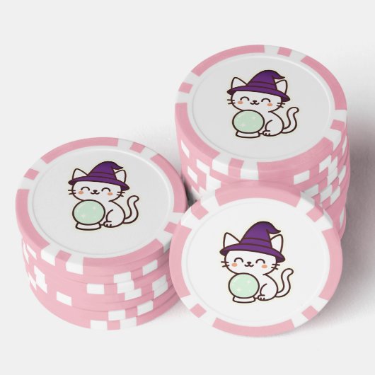 Kawaii Halloween Cat – Magisch en Schattig Spooky Poker Chips (Opstapeling)