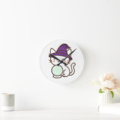 Kawaii Halloween Cat – Magisch en Schattig Spooky Ronde Klok (Huis)