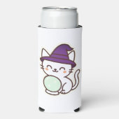 Kawaii Halloween Cat – Magisch en Schattig Spooky Seltzer Blikjeskoeler (Seltzer Voorkant)