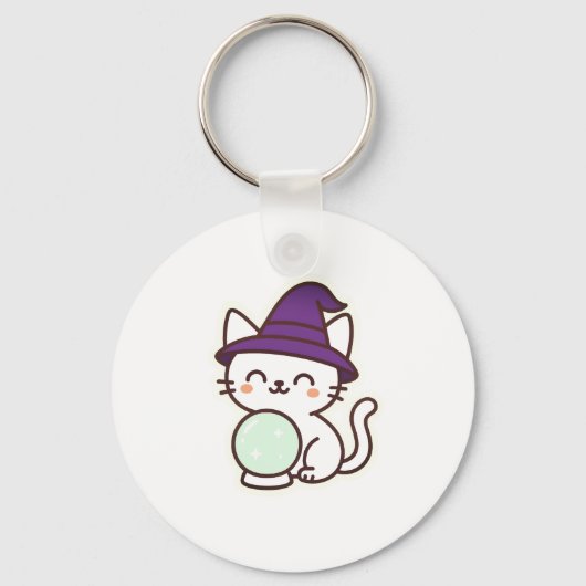 Kawaii Halloween Cat – Magisch en Schattig Spooky Sleutelhanger (Voorkant)