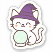 Kawaii Halloween Cat – Magisch en Schattig Spooky Sticker (Voorkant)